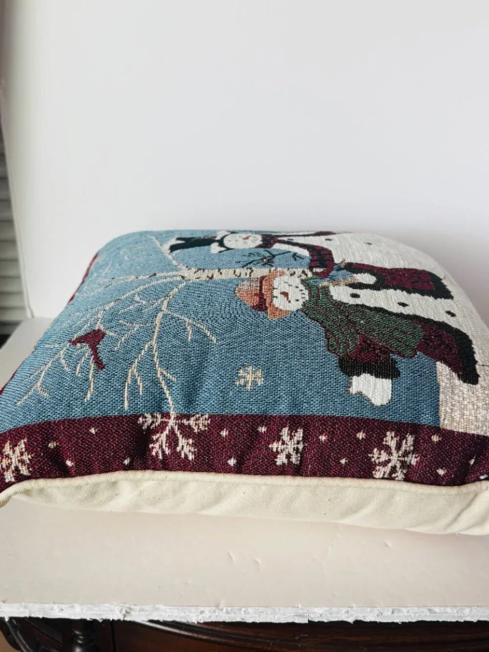 St. Nicholas Square Holiday Snowman Throw Pillow 16x16